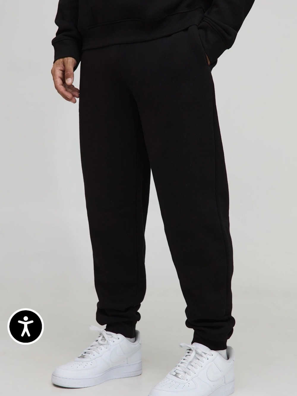 Men's Black Fleece Joggers with Elastic Cuffs
